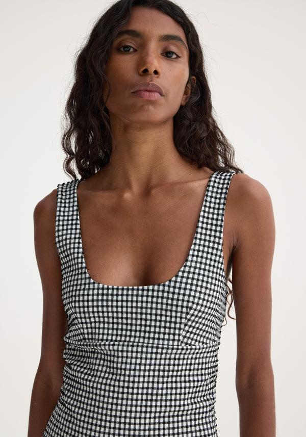 Róhe Mini Gingham Dress | Black Gingham Check