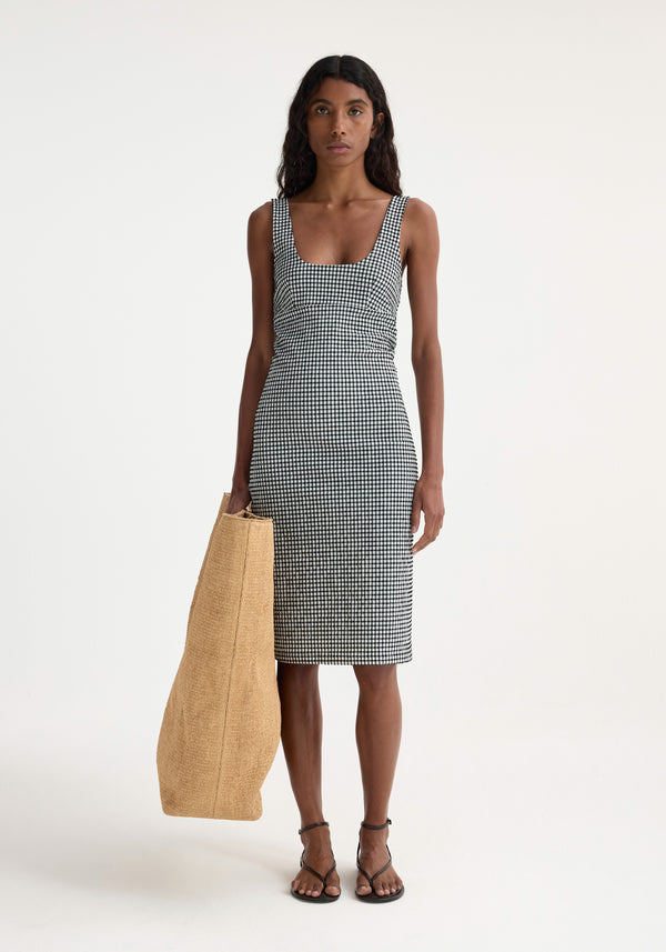 róhe mini gingham dress | black gingham check