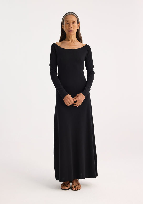 róhe off-shoulder knitted dress | black