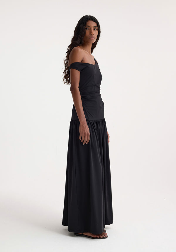 Róhe Off Shoulder Light Scuba Dress | Black