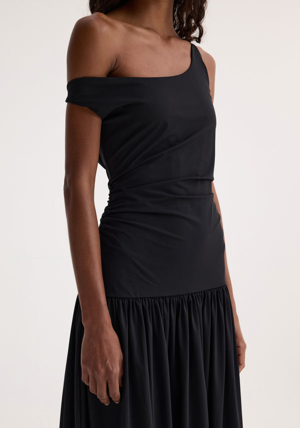 Róhe Off Shoulder Light Scuba Dress | Black