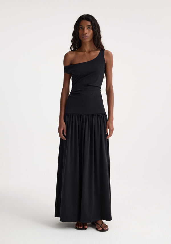 róhe off shoulder light scuba dress | black