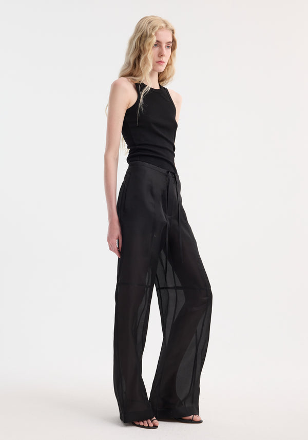 Róhe Organza Silk Parachute Trousers | Black