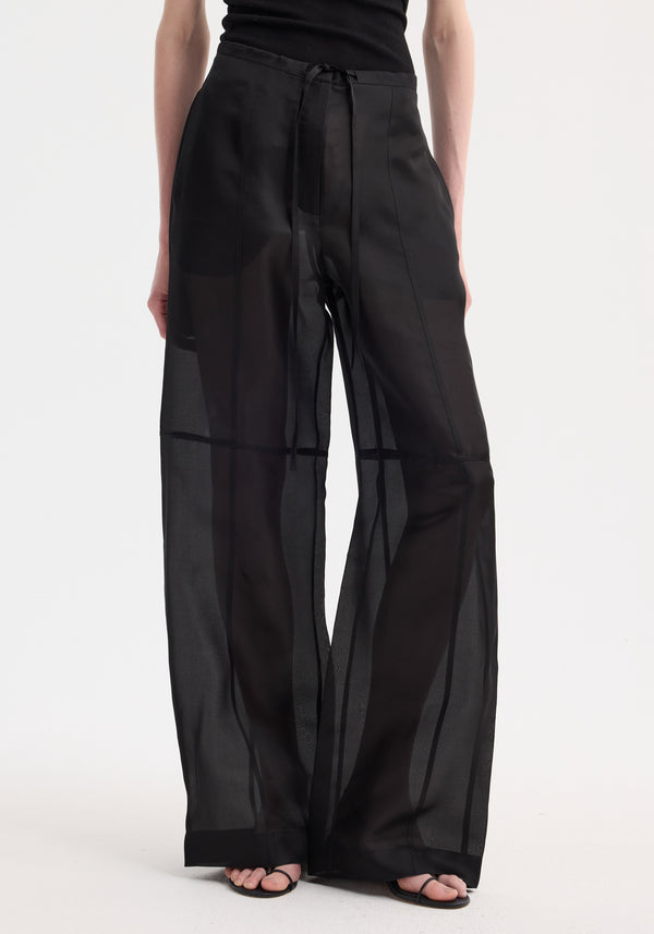 Róhe Organza Silk Parachute Trousers | Black