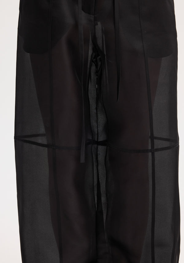 Róhe Organza Silk Parachute Trousers | Black