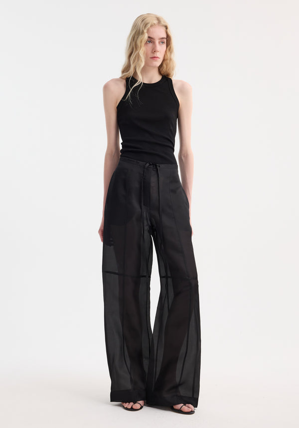 róhe organza silk parachute trousers | black