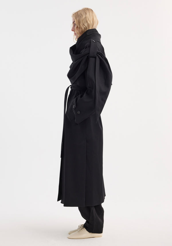 Róhe Oversized Classic Scarf Trench | Black