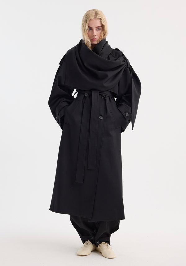 róhe oversized classic scarf trench | black