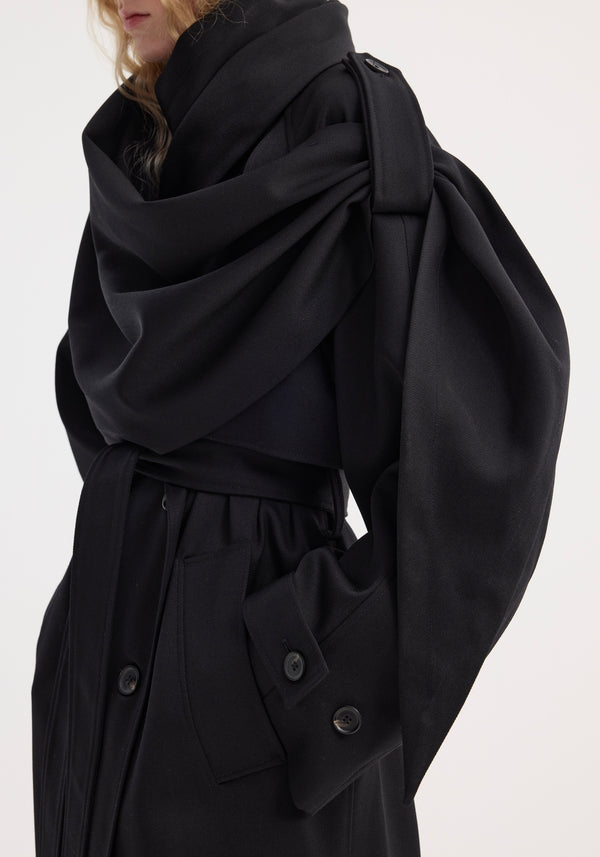 Róhe Oversized Classic Scarf Trench | Black
