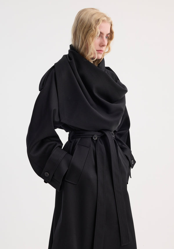 Róhe Oversized Classic Scarf Trench | Black