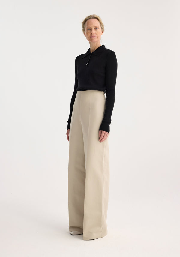 róhe palazzo-leg trousers | sand