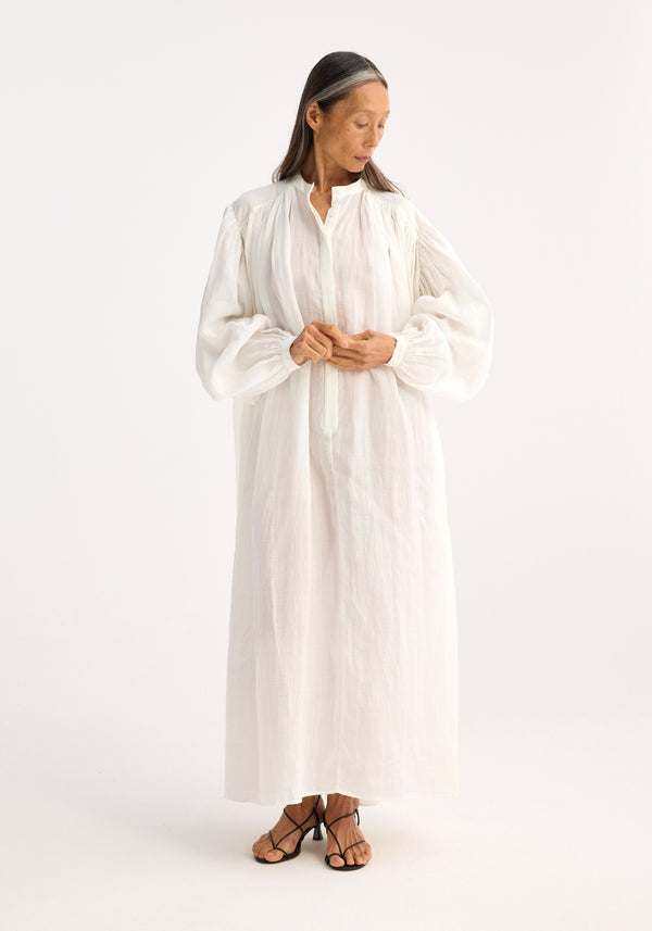 Róhe Pleated Ramie Dress | Optic White