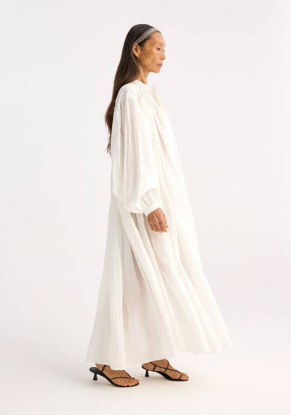 Róhe Pleated Ramie Dress | Optic White