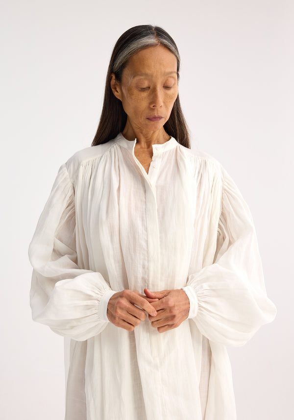 Róhe Pleated Ramie Dress | Optic White