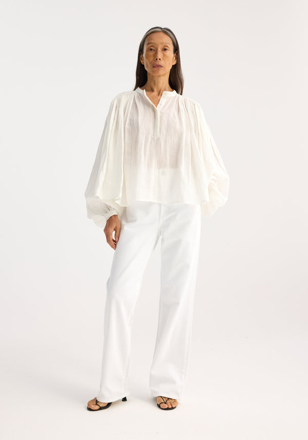 róhe pleated ramie top | optic white