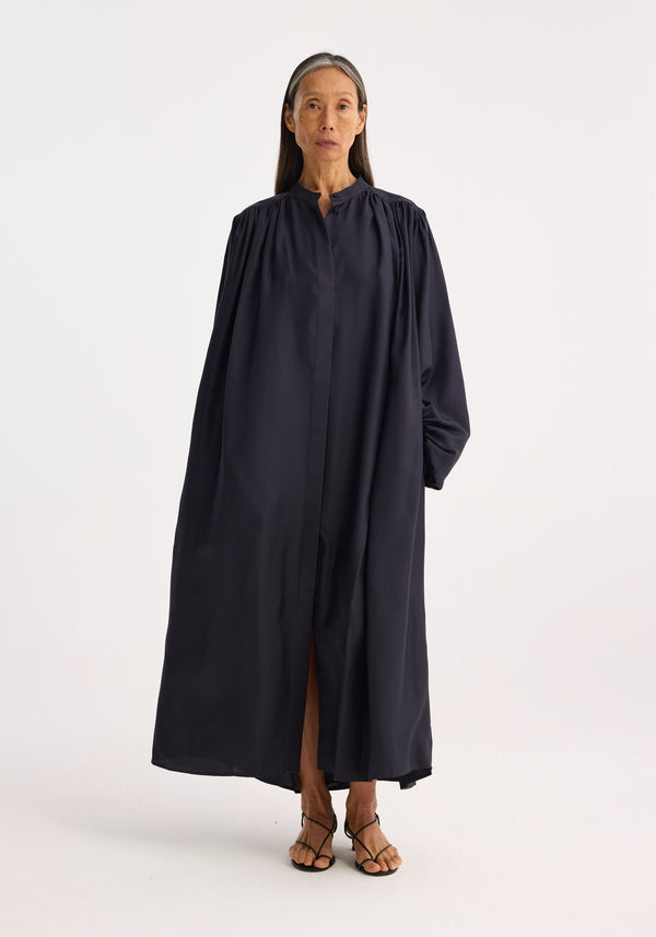 Róhe Pleated Silk Dress | Navy