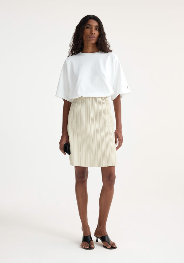 róhe plissé leather skirt | chalk