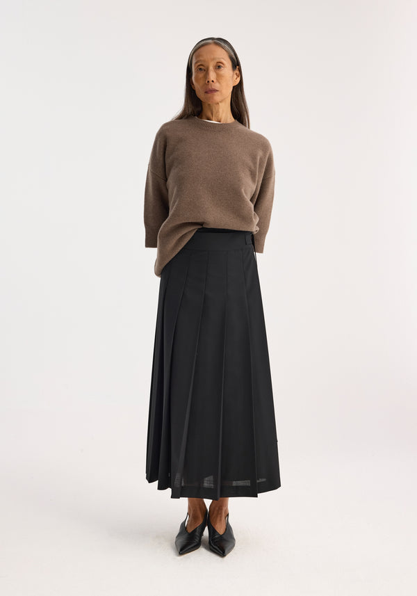 róhe plissé wrap skirt | black