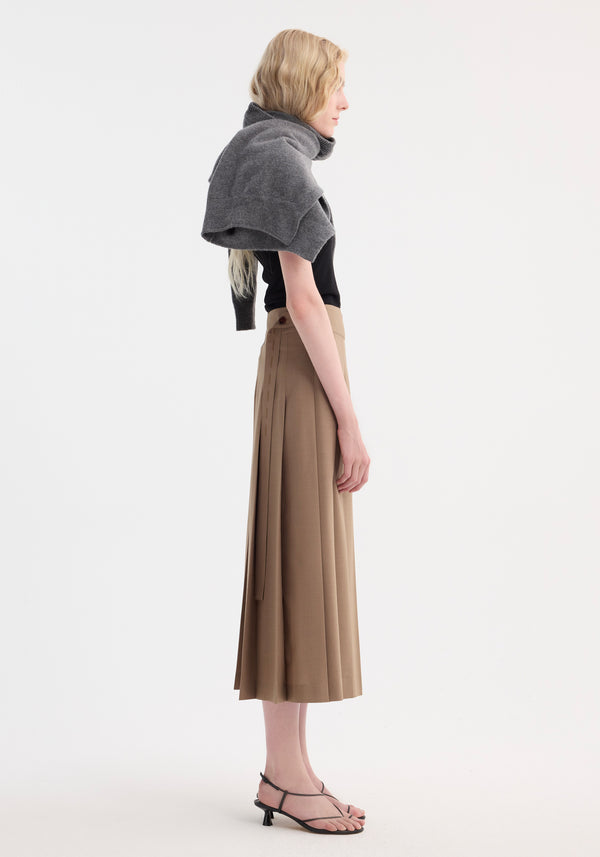 Róhe Plissé Wrap Skirt | Khaki