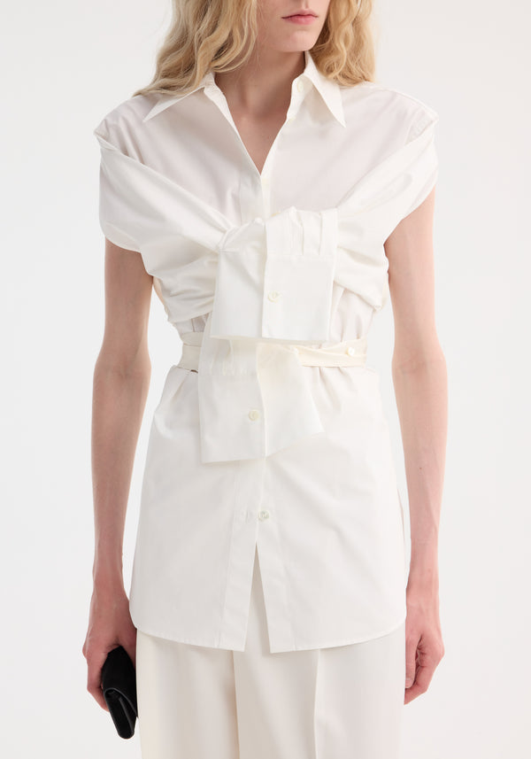 Róhe Poplin Silk Combined Gilet-shirt | Optic White
