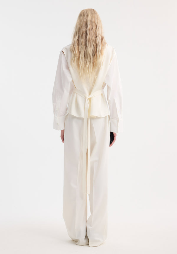 Róhe Poplin Silk Combined Gilet-shirt | Optic White