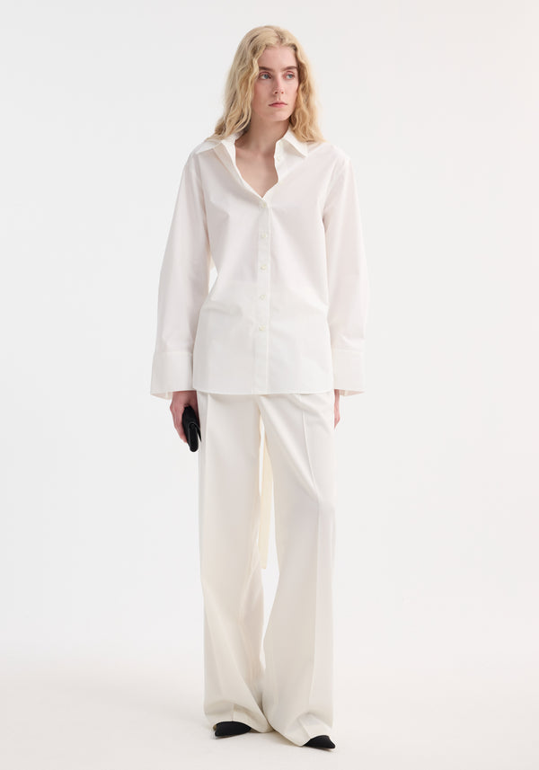 róhe poplin silk combined gilet-shirt | optic white