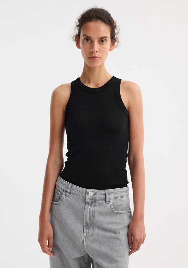 Róhe Racerback Merino Jersey Top | Black