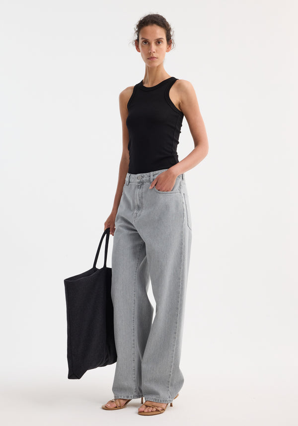 róhe racerback merino jersey top | black