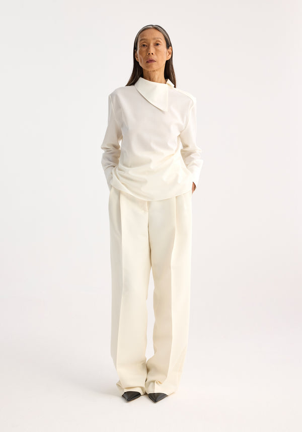 róhe reimagined collar light wool-blend top | cream