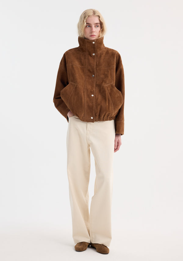 róhe reinvented suede jacket | cognac