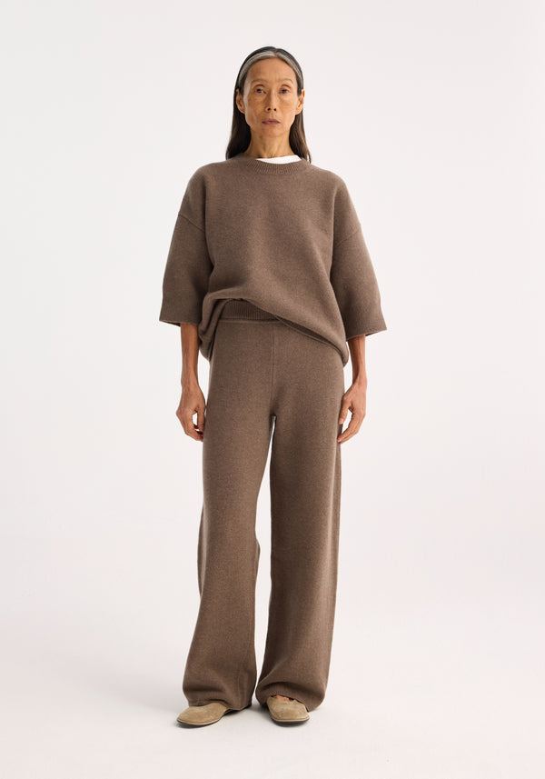 Róhe Relax-fit Knitted Trousers | Taupe Melange
