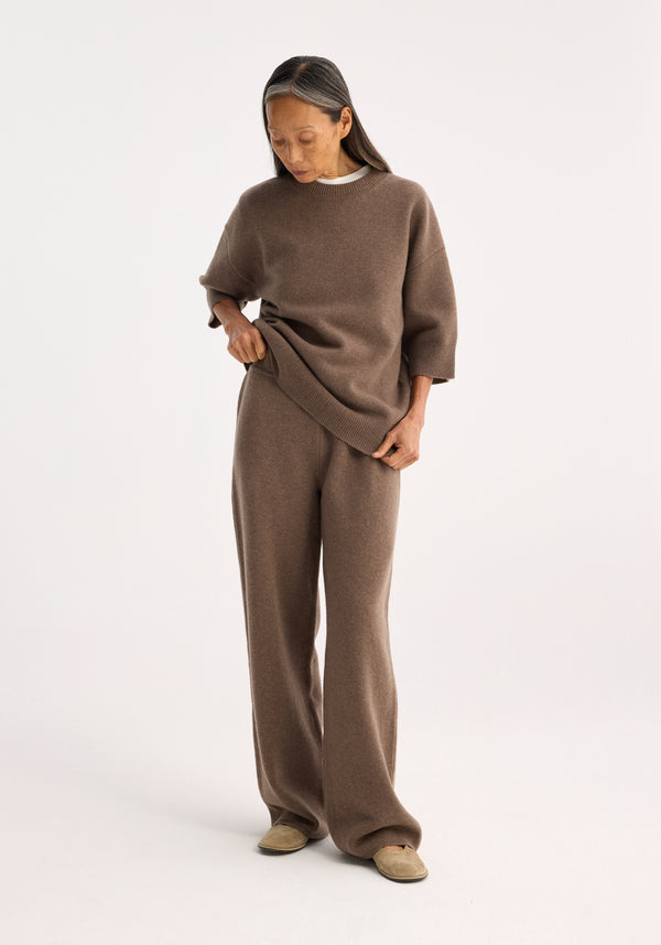 róhe relax-fit knitted trousers | taupe melange