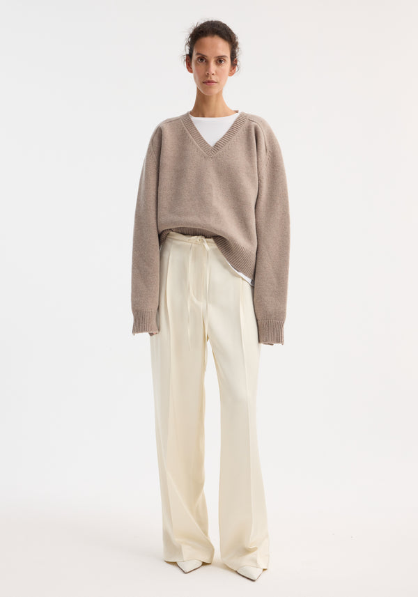 róhe relaxed drawstring satin trousers | cream