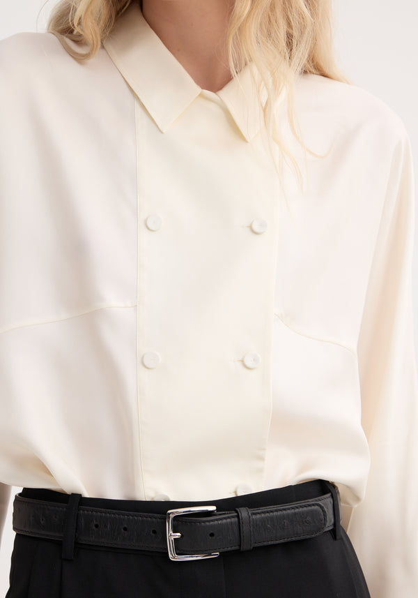 Róhe Relaxed Fit Button Down Top | Cream