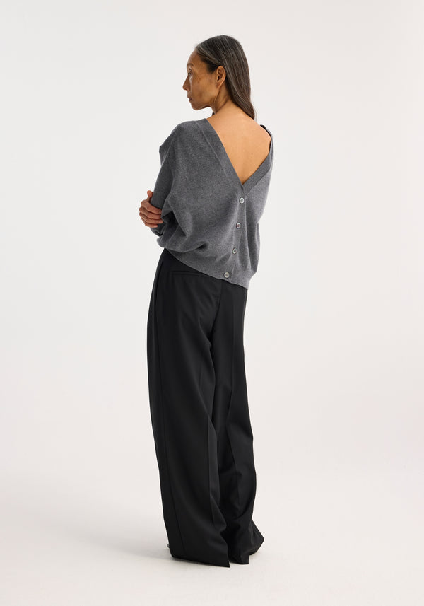 róhe reversed open back cardigan | mid grey melange