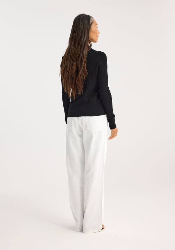 Róhe Rib Knitted Polo | Black