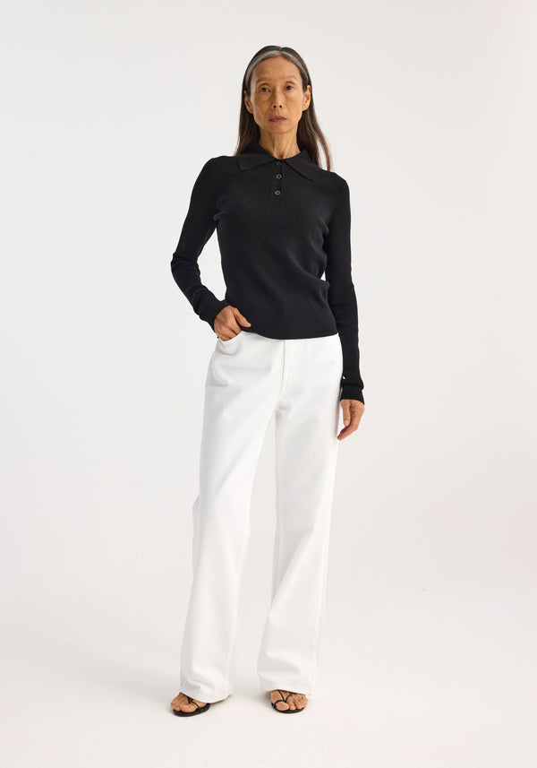 róhe rib knitted polo | black