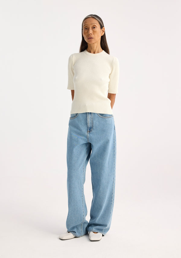 róhe rib knitted top | off white