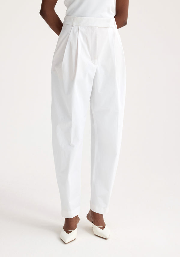 Róhe Rounded Leg Cotton Trousers | Optic White