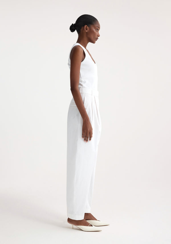 Róhe Rounded Leg Cotton Trousers | Optic White