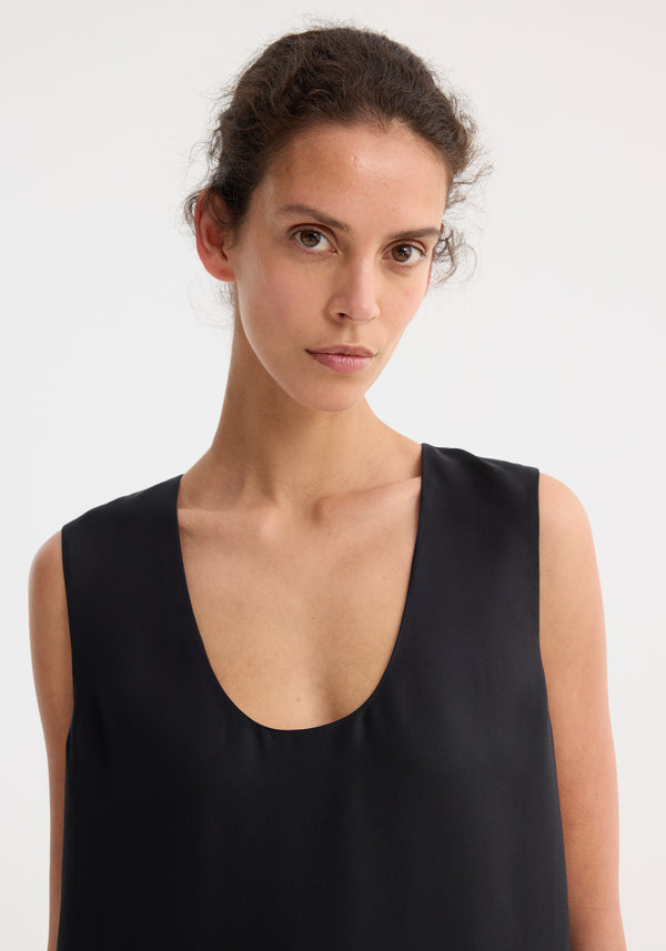 Róhe Scoop-neck Silk Dress | Black