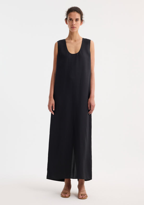 róhe scoop-neck silk dress | black