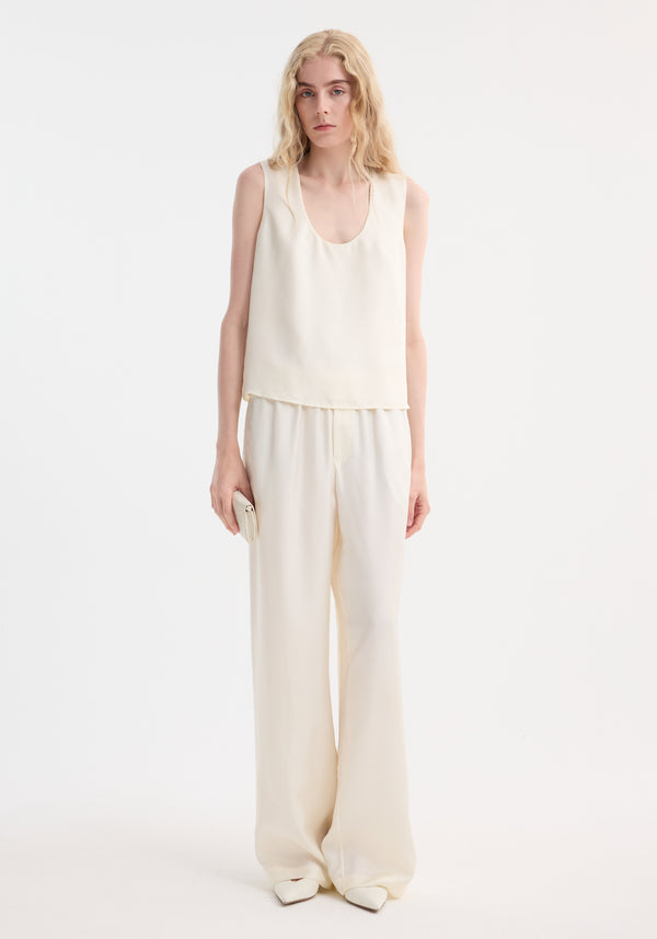 róhe scoop-neck silk top | cream