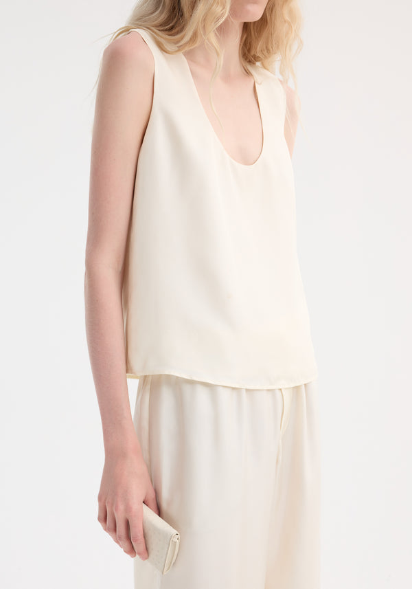Róhe Scoop-neck Silk Top | Cream