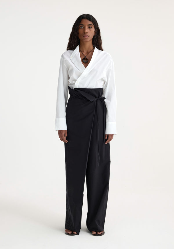 róhe sculptural cotton blend trousers | black