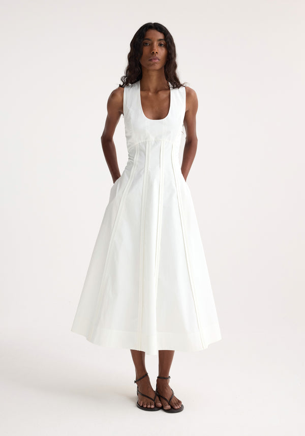 róhe sculptural waisted poplin dress | optic white