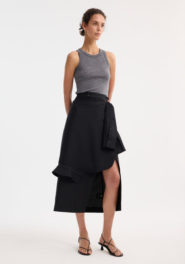 Róhe Shirt Wrap Skirt | Black