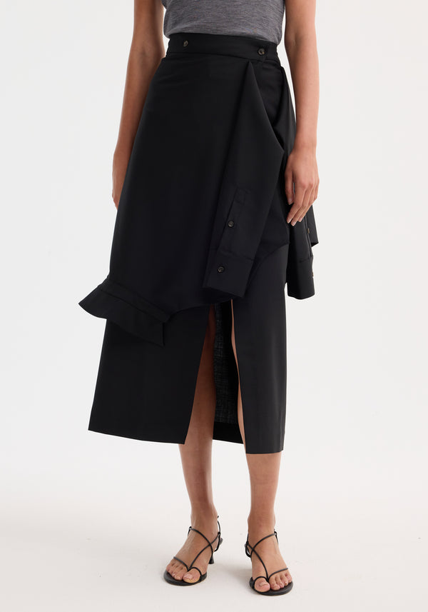 Róhe Shirt Wrap Skirt | Black
