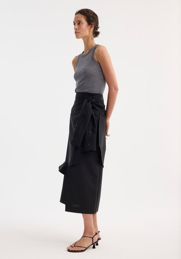 Róhe Shirt Wrap Skirt | Black