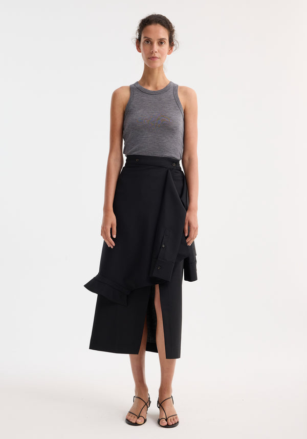 róhe shirt wrap skirt | black